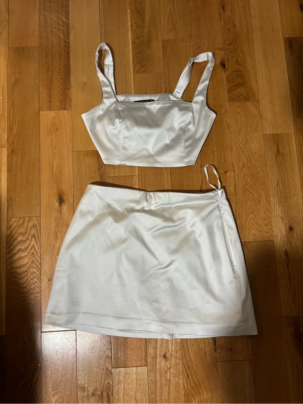 Abercrombie & Fitch White Satin Two-Piece Skirt Set
